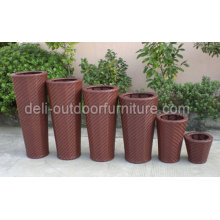 Outdoor Garden Pe Rattan Round Design Flower Pot Basket